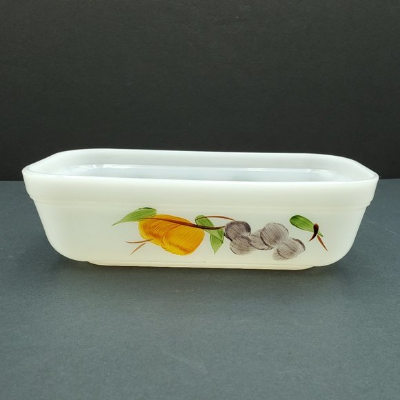 Fire King Gay Fad Refrigerator Dish with Lid Anchor Hocking Rectangular Fridgie - Picture 8 of 9